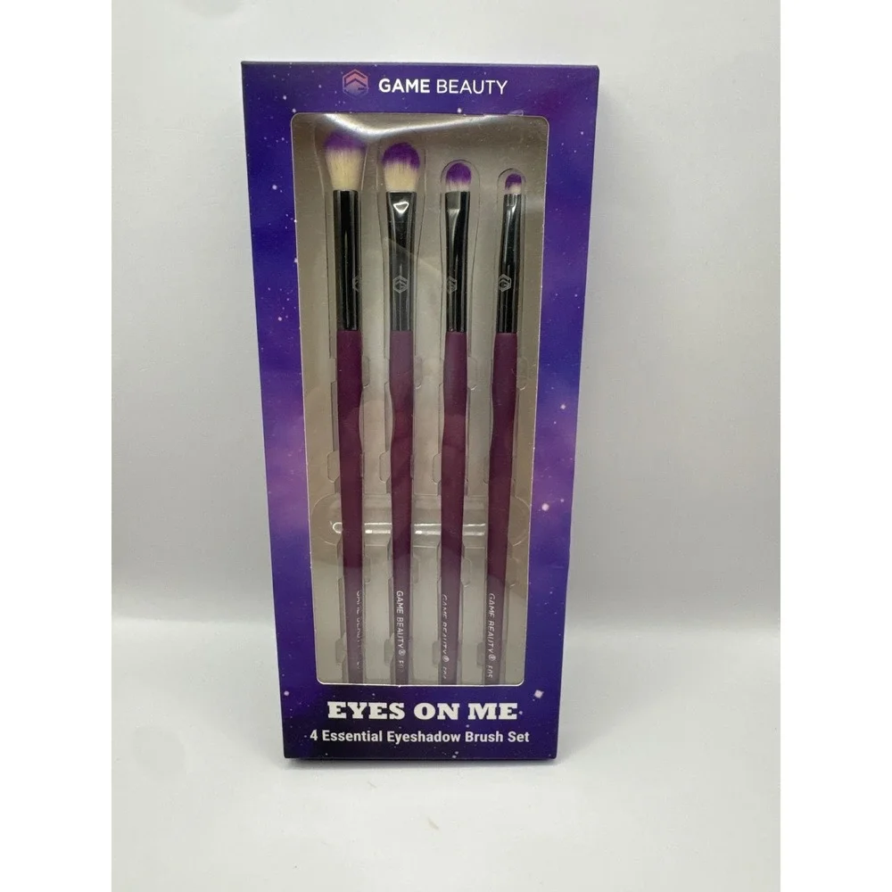 Game Beauty‎ Eyes On Me 4pc Eyeshadow Brush Set & Ipsy Pink Croc Makeup Bag NEW